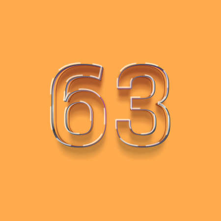 65 years anniversary celebration logotype. 3d render isolated on orange backgroundの写真素材