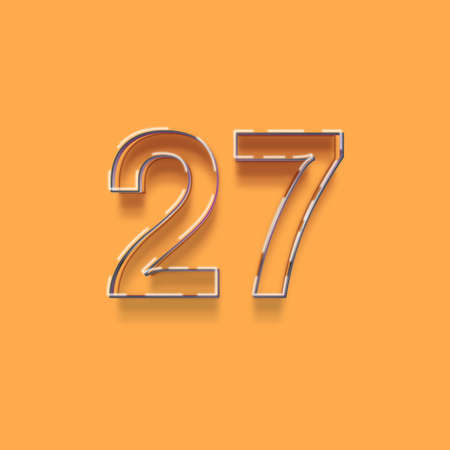 Metal number 27 with shadow on orange background. Vector file.の写真素材