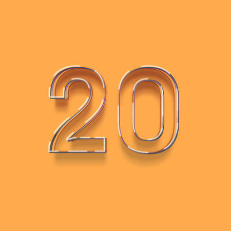 20 Years Anniversary Celebration Number on Orange Background. Vector Design Template.の写真素材