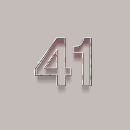 pink number 41 with shadow isolated on gray background - 3d renderingの写真素材