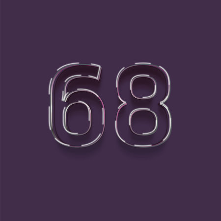 68 number with neon light effect, vector design template elements for your application or corporate...