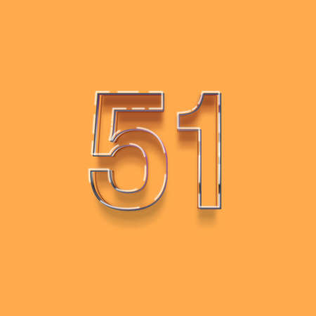 number fifty one on an orange background. 3D illustration, 3D renderingの写真素材