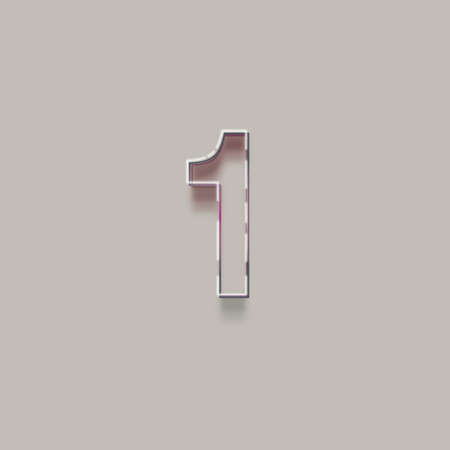 pink number 1 isolated on gray background - 3d illustration of symbolsの写真素材