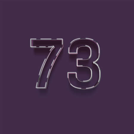73 number with shadow effect in purple background, 3d realistic styleの写真素材