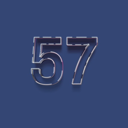 Metal number with shadow and blue background, vectorの写真素材