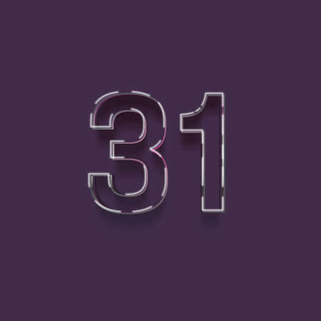 16 number with shadow and purple background, 3d line art styleの写真素材