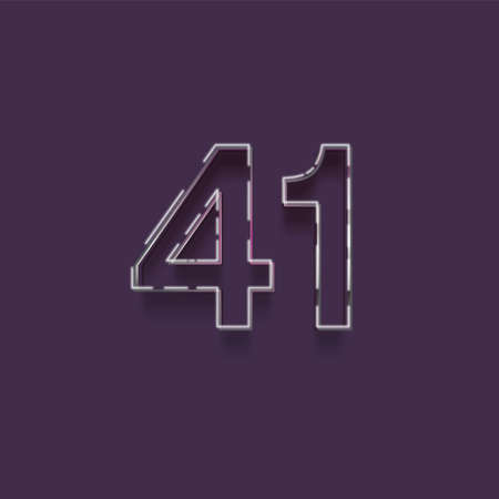 45 number with white line and shadow, isolated on purple background, vector illustrationの写真素材