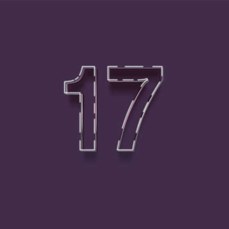 number 17 with texture and shadow - vector illustrationの写真素材