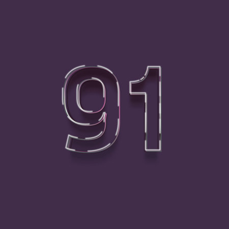 19 number with white line and shadow isolated on purple background, vectorの写真素材