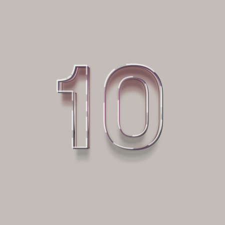 10 number with shadow on gray background. Realistic 3d font.の写真素材
