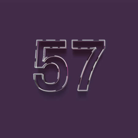 55 number with white line and shadow isolated on purple background, vector illustrationの写真素材