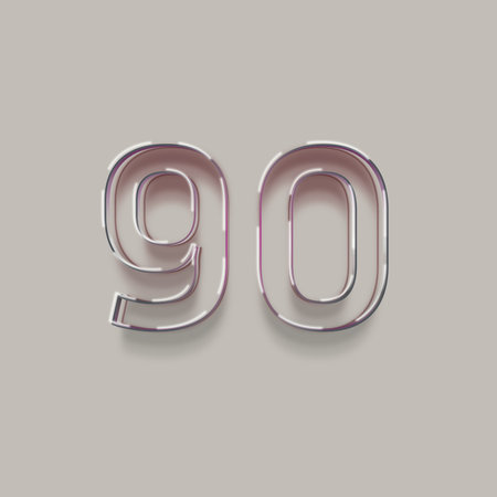 pink number 90 with shadow isolated on gray background 3D illustration