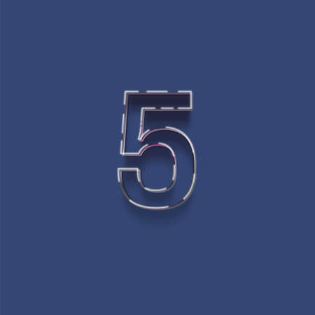 number 5 with a blue background, 3d rendering, computer digital drawingの写真素材