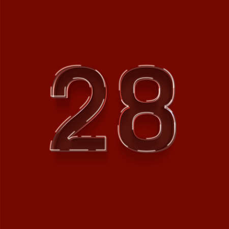 neon number 28 on red background, vectorの写真素材