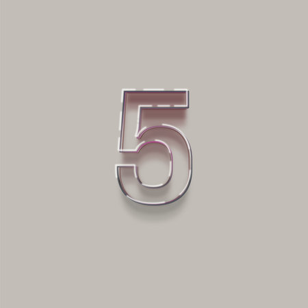 number 5 with shadow and editable stroke on gray background - vectorの写真素材