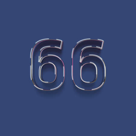 blue number 6 6 with white outline and shadow - 3d renderingの写真素材