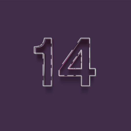 16 number with shadow effect in purple background, neon style, vectorの写真素材