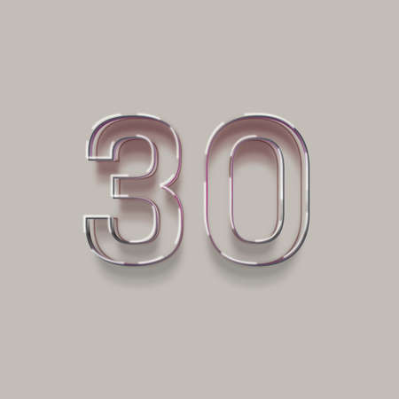 pink number 30 with shadow isolated on gray backgroundの写真素材