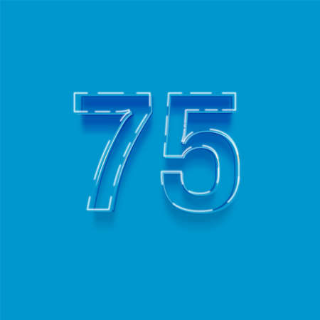 75 Years Anniversary Celebration Blue Number Vector Template Design Illustration Blue Backgroundの写真素材