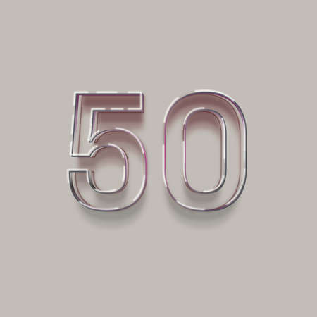50 number with shadow as a background. 3D illustration, isolated on grey backgroundの写真素材