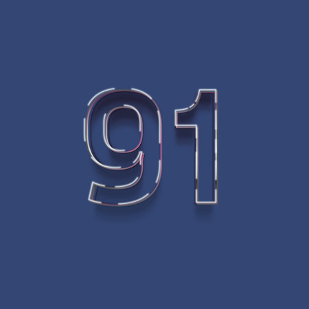 19 number with neon light effect on blue background, 3d rendering
