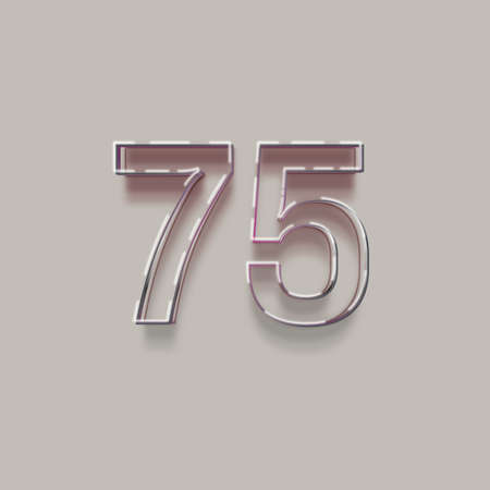 vintage number 75 with shadow effect - 3d rendering, isolated on gray backgroundの写真素材