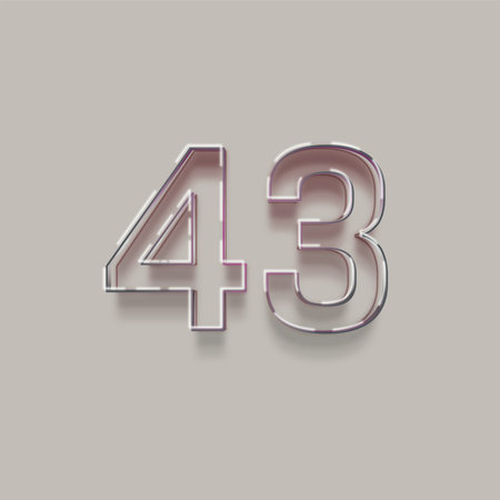 45 number with shadow effect - realistic 3d render, isolated on gray background