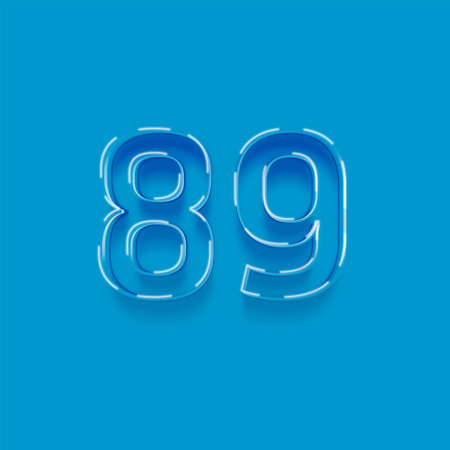 Blue White Number with Glowing Light on Blue Background
