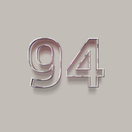 pink number 94 with shadow isolated on gray background - 3d rendering