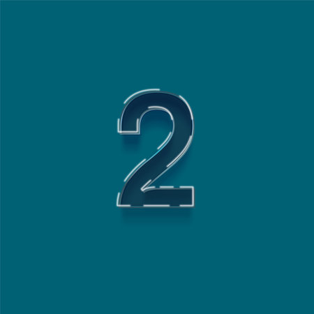 Blue number 2 with shadow effect. Vector font for your design.