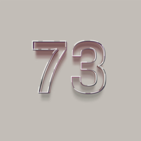 vintage number 73 with shadow - 3d rendering, isolated on gray background