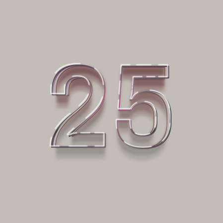 Vector illustration of a metallic metallic number 25 isolated on gray background.の写真素材