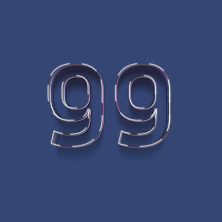 99 number with neon light effect, vector eps10 illustration.の写真素材