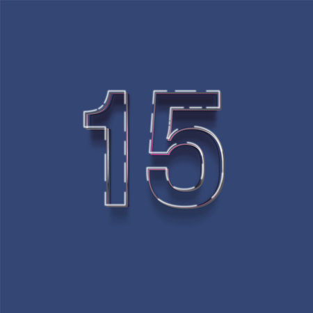 15th Years Anniversary Celebration Number Vector Template Design Illustration Blue Background