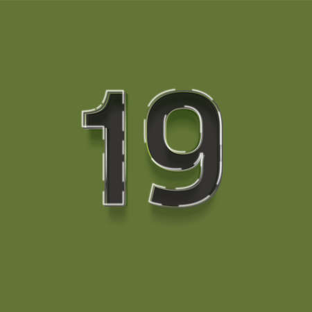 19 number with shadow and light green background, graphic design template elementsの写真素材