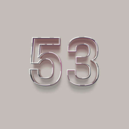 55 number with shadow and light reflections, isolated on gray background. 3d renderingの写真素材