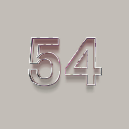 vintage number 54 with shadow effect - 3d rendering, isolated on gray background