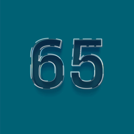 65 number with shadow and blue background, Vector design template elements for your application or...