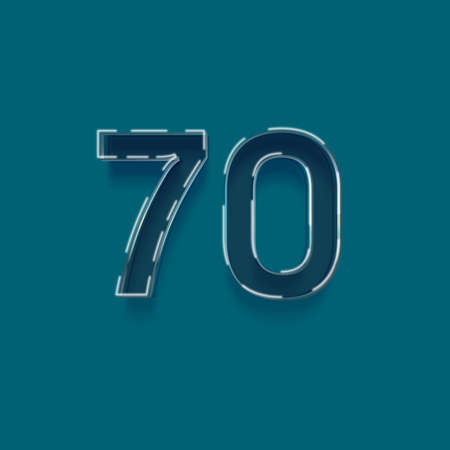 blue number 70 with white outline and shadow - vector eps10の写真素材