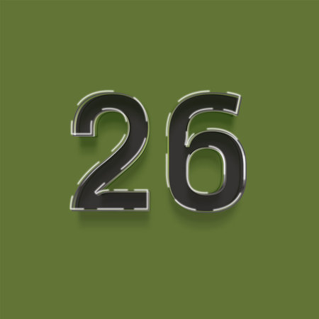 32 number with shadow and green background, 3d rendering graphic.