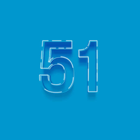 Neon number 51, blue background, vector illustration. Eps10の写真素材