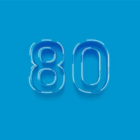 80 Years Anniversary Celebration Blue Number Vector Template Design Illustration. Graphic Designの写真素材