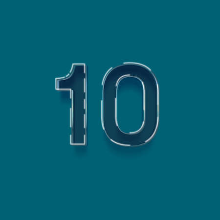 10 number with neon effect. Vector illustration isolated on blue background.の写真素材