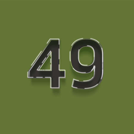 49 number with shadow on green background. Vector font for your graphic design.の写真素材