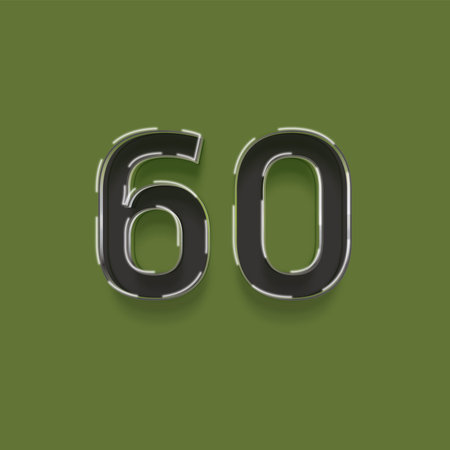 64 number on a green background with shadow and light. 3d illustration