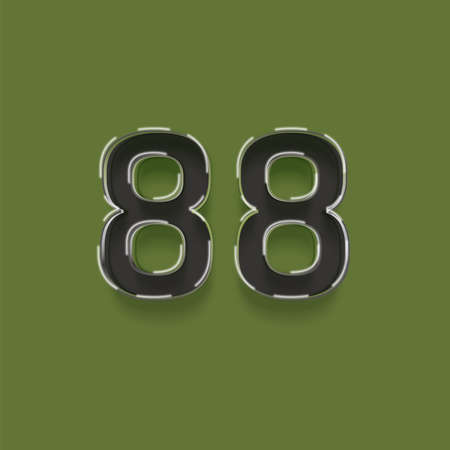 80 number with shadow on green background. Vector font for your graphic design.の写真素材