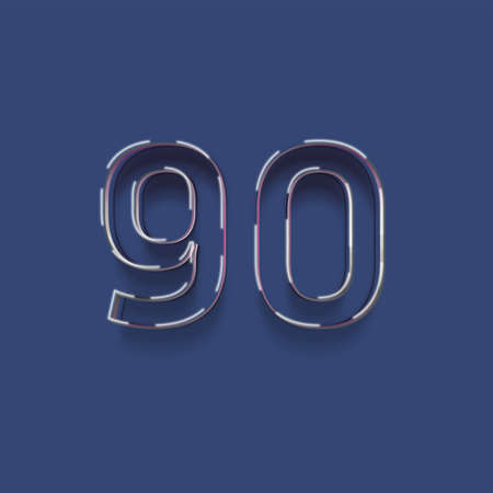 90 Years Anniversary Celebration Number with Neon Glowing Effect Vector Illustrationの写真素材