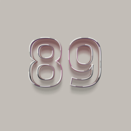 pink number 89 with shadow isolated on grey background - 3d rendering