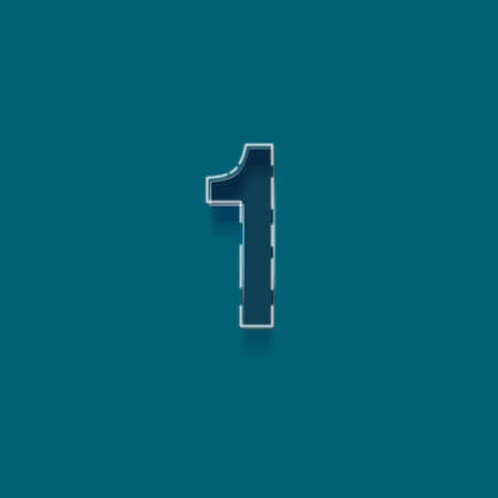 Number one with shadow effect on blue background. Vector font for your design.の写真素材