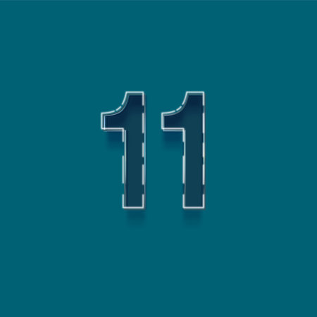 Number one with shadow effect on blue background, vector design template elementsの写真素材